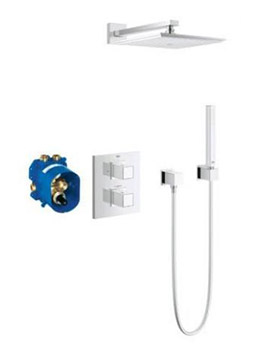 Grohe&nbsp;Grohe Cube Thermostatic Mixer 230mm Shower Head and Cube Hand Shower Set