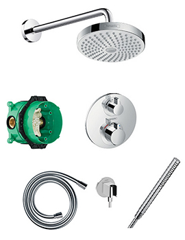 Hansgrohe&nbsp;Round valve with Croma Select 180 overhead and Baton hand shower - 88101282
