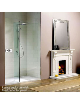 Matki&nbsp;Boutique Walk-in Recess Fixed Panel with Intergrated Brassware and Tray - NWSR