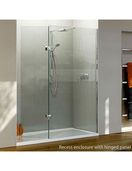 Matki&nbsp;Boutique Walk-in Recess with Hinge Panel, Intergrated Brassware and Tray - NWSR