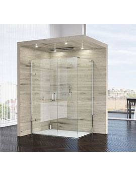 EauZone Hinged Door From Wall And In Line Panel For Corner