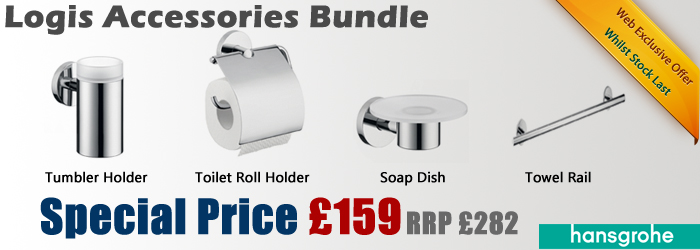 Hansgrohe Accessories Bundle include Toilet Roll holder, Soap dish, Tumbler holder and Towel rail