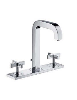 Axor Axor Citterio three hole basin mixer 170 with plate and cross handles with pop-up waste se