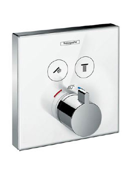 Hansgrohe Glass White Thermostatic Mixer For Concealed Installation For 2 Outlets - 15738400
