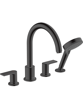 Vernis Blend 4-hole rim mounted bath mixer Matt Black - 71456670