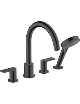 Vernis Shape 4-hole rim mounted bath mixer Matt Black - 71459670