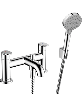 Vernis Blend 2-hole rim mounted bath mixer with diverter valve and Vernis Blend hand shower Vario Ch