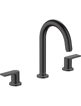 Vernis Shape 3-hole basin mixer with pop-up waste set Matt Black - 71563670