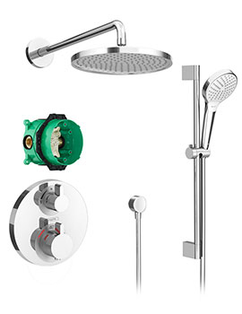 Hansgrohe Ecostat S Round Complete Shower Set with Shower Slider Rail Kit - 88102001