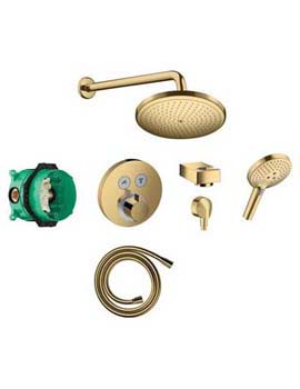 Hansgrohe Round Select concealed valve with Croma (280) overhead and Select hand shower PGO