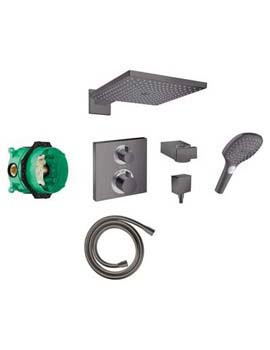 Square concealed valve with Raindance (300) overhead and Select hand shower BBC