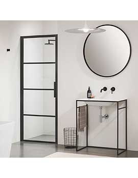 Impey Soho Pivot Door Black Shower Enclosure - Right