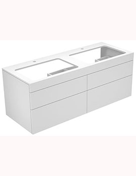 Edition 400 Vanity Unit For 2 Ceramic Washbasins and 4 Drawers With Tap Holes 1400mm