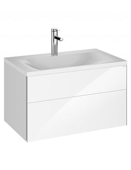 Keuco Royal Reflex 800mm Basin With 1 Drawer Vanity Unit in White High Gloss - 39603210100