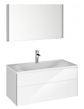 Keuco Keuco Royal Reflex 1000mm Basin With 1 Drawer Vanity Unit and LED Mirror in White High Gloss - 39604