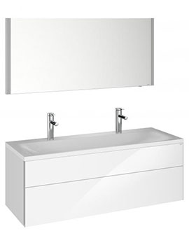 Keuco Keuco Royal Reflex 1300mm Basin With 1 Drawer Vanity Unit and LED Mirror in White High Gloss - 39605