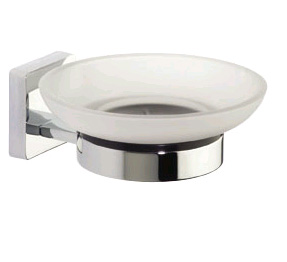 Glide Frosted Glass Soap Dish and Holder