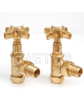 Westminster Crosshead Rad Valves Angled Un-Lacquered Brass