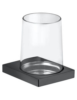 Keuco Edition 11 Tumbler holder with crystal tumbler brushed black chrome - 11150139000  By Keuco