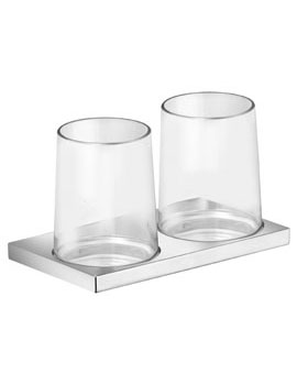 Keuco Edition 11 Double tumbler holder with crystal tumblers brushed black chrome - 11151139000  By Keuco