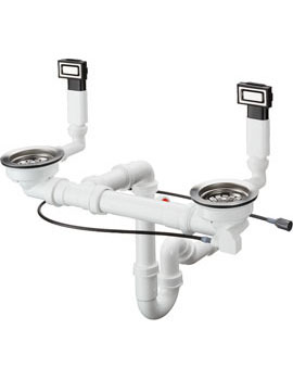 Hansgrohe Automatic waste and overflow set for double bowl Select stainless steel - 43942800  By Hansgrohe