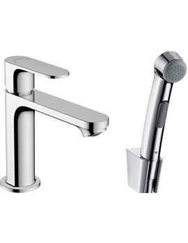 Hansgrohe Rebris S Single lever basin mixer 110 with bidette hand shower and shower hose 160 cm without waste 