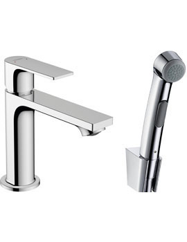Hansgrohe Rebris E Single lever basin mixer 110 with bidette hand shower and shower hose 160 cm without waste 