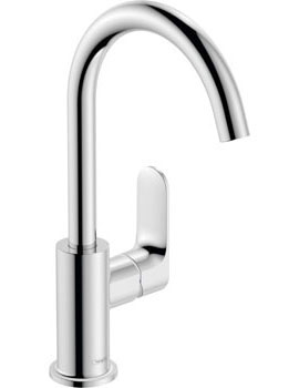 Rebris S Single lever basin mixer 210 with swivel spout and pop-up waste set Chrome - 72536000
