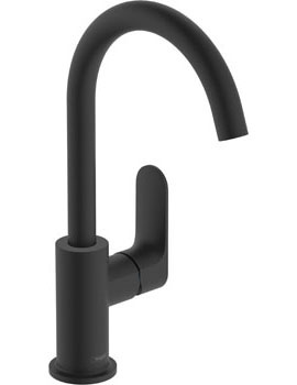 Hansgrohe Rebris S Single lever basin mixer 210 with swivel spout and pop-up waste set Matt Black - 72536670