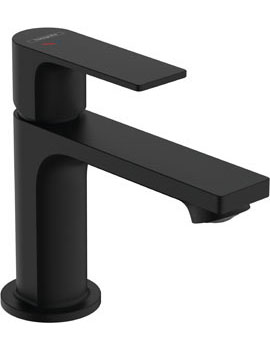 Rebris E Single lever basin mixer 80 CoolStart with pop-up waste set Matt Black - 72553670