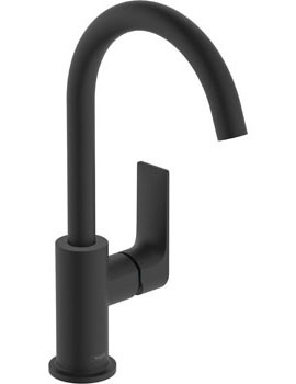 Hansgrohe Rebris E Single lever basin mixer 210 with swivel spout and pop-up waste set Matt Black - 72576670