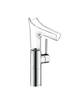 Axor Starck V single lever basin mixer 220 with glass spout for washbowls with pop-up wast By Axor
