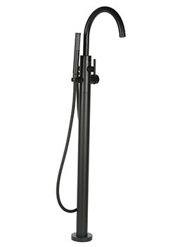 Black Single Leg Floor Bath/Shower Mixer - 32422TH-614