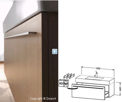 X-Large 1200mm Vanity Unit with Drawer for Vero Basin