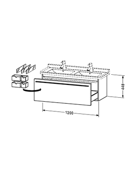 X-Large 1200 x 468mm Vanity Unit with Drawer