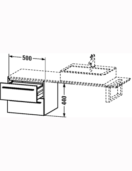 Duravit X-Large 500 x 478mm Low Cabinet with 2 Draws