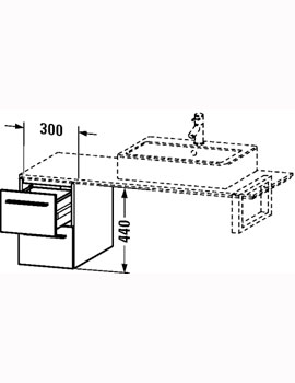 X-Large 300 x 548mm Low Cabinet with 2 draws