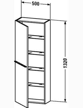 Duravit X-Large 500mm Tall Cabinet with 1 Door