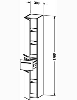 Duravit X-Large 300mm Tall Cabinet with Drawer