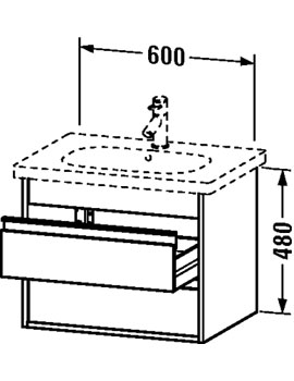 Ketho 600mm 2 Drawers Vanity Unit for D-Code Basin