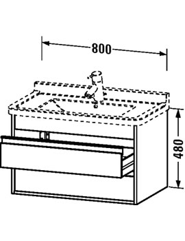 Ketho 800mm 2 Drawers Vanity Unit for Starck 3 Basin