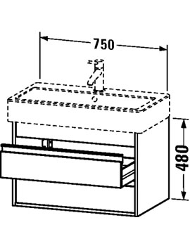 Ketho 750mm 2 Drawers Vanity Unit for Vero Basin