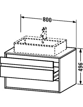 Ketho 800mm 2 Drawers Unit for Countertop Basin Central