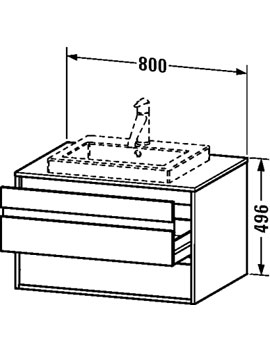 Ketho 800mm 2 Drawers Unit for 1 Vanity Basin Central