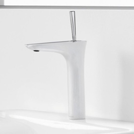 Hansgrohe PuraVida single lever basin mixer 200 with push-open waste set white/chrome 15081400 By Hansgrohe