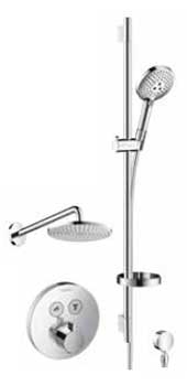 Hansgrohe Round Select Valve With Raindance 240 Overhead and Select Rail Kit - 88101006