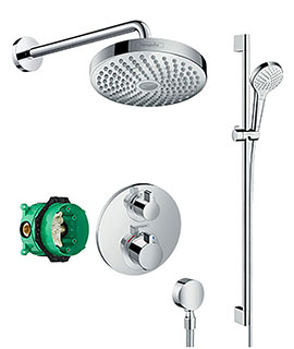 Hansgrohe Round Valve With Croma Select 180 Overhead And Rail kit - 88101001