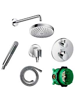 Hansgrohe Round valve with Croma Select (180) overhead and Baton hand shower - 88101008  By Hansgrohe