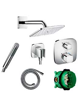 Hansgrohe Soft Cube valve with Raindance (240) overhead and Baton hand shower  By Hansgrohe