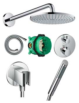 Hansgrohe Round valve with Raindance (240) overhead and Baton hand shower - 88101010